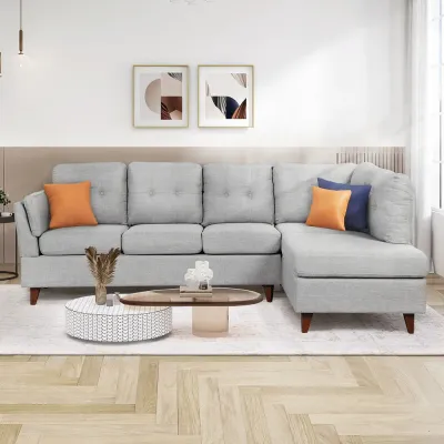 Hinami Modern Linen Fabric L-shaped Sofa