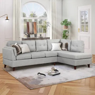 Hinami Modern Linen Fabric L-shaped Sofa