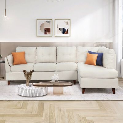 Hinami Modern Linen Fabric L-shaped Sofa