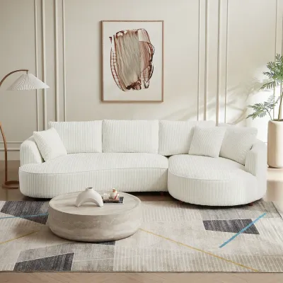 Corduroy Green Corduroy Upholstered Sectional Sofa