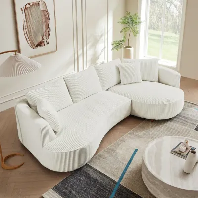Corduroy Green Corduroy Upholstered Sectional Sofa