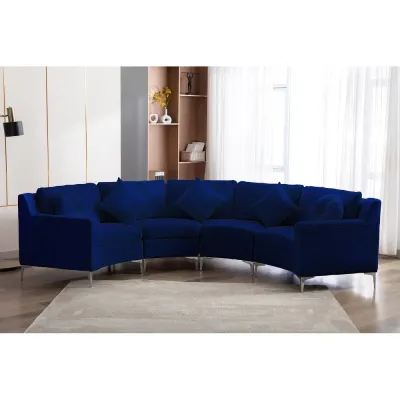 Velvet 4 Seater Symmetrical Modular Curve Sofas