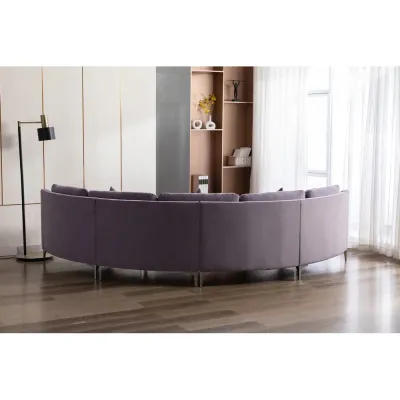 Velvet 4 Seater Symmetrical Modular Curve Sofas