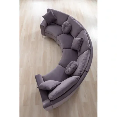 Velvet 4 Seater Symmetrical Modular Curve Sofas