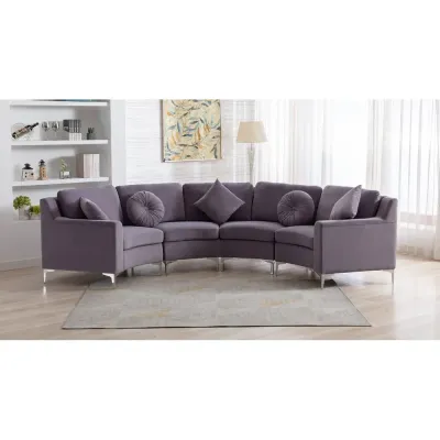 Velvet 4 Seater Symmetrical Modular Curve Sofas