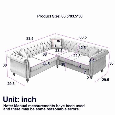 Velvet Modern L-shaped Sectional Sofa