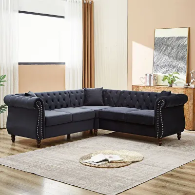 Velvet Modern L-shaped Sectional Sofa