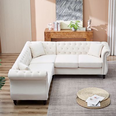 Velvet Modern L-shaped Sectional Sofa