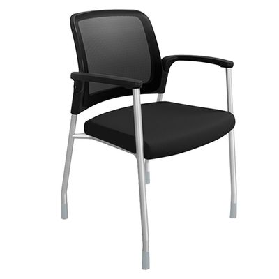 Godrej Interio Modern Relax Stackable Mesh Chair with Armrests, Comfortable, Space-Saving, and Breathable Seating Ideal for Home, Office, and Meeting Rooms - Black