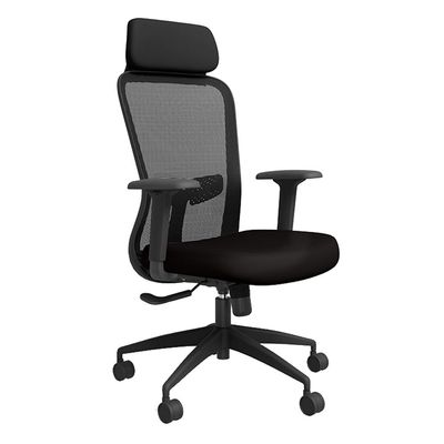 Godrej Interio Modern Thrill High-Back Ergonomic Office Chair with Mesh Back, Adjustable Armrests, Breathable Mesh, and Attached Headrest Ideal for Home and Office - Black