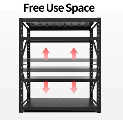 4 Tier Garage Shelving Steel Shelf 300kg Each Shelves (L100 x W60 x H200cm) (Black)