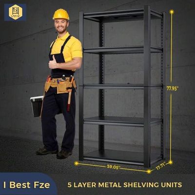  Garage Shelf Warehouse Basement Kitchen Living Room Pantry Black 150Lx 45Dx1980H CM