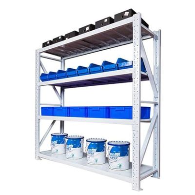 300kg (200L*60D*200Hcm) Heavy Duty 4 Layer Warehouse Garage Storage Shelving White