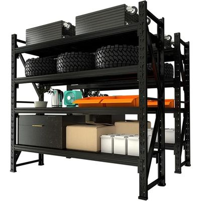 300kg (150L*60D*200Hcm) Heavy Duty 4 Layer Warehouse Garage Storage Shelving Black