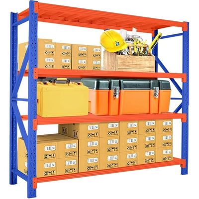 300kg (150L*60D*200Hcm) Heavy Duty 4 Layer Warehouse Garage Storage Shelving Blue & orange