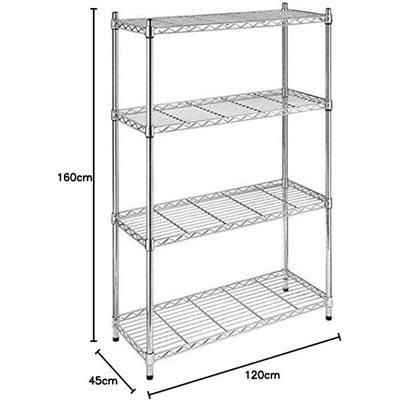 Chrome Wire Rack Storage shelving for Kitchen Garden Medical Store  L120 X W45 X H160