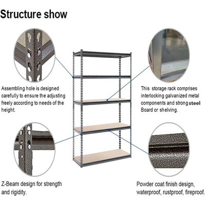 5 Tier (200KG Per Shelf) Rivet Shelves Storage Rack 150L x 40D x 200H cm