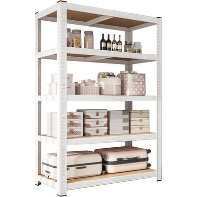 100kg x 5 Tier Metal Storage Rack, Shelving Units (White)160H x 40D x 80Lcm