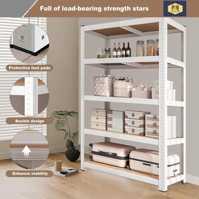 100kg x 5 Tier Metal Storage Rack, Shelving Units (White)160H x 40D x 80Lcm