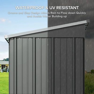 Egardenkart Metal Outdoor Pent Storage Shed (Light Grey)