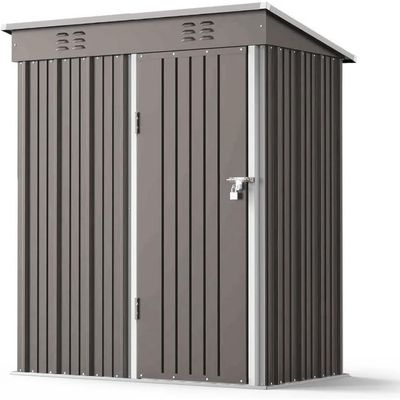 Egardenkart Metal Outdoor Pent Storage Shed (Light Grey)
