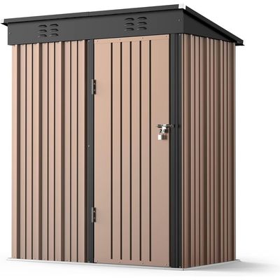 Egardenkart Metal Outdoor Pent Storage Shed (Tan)