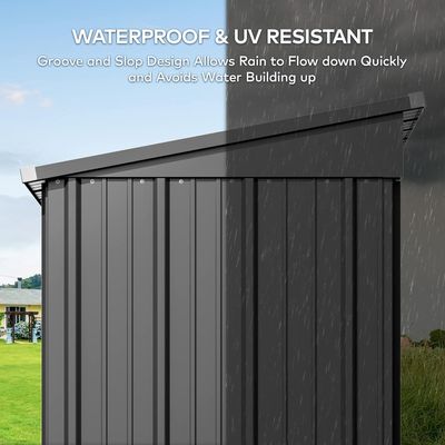 Egardenkart Metal Outdoor Pent Storage Shed (Grey)