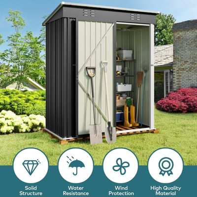 Egardenkart Metal Outdoor Pent Storage Shed (Grey)
