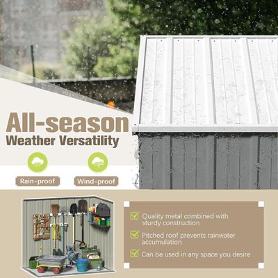 Egardenkart Metal Outdoor Pent Storage Shed (Grey)