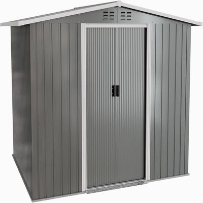 EcoShield Zinc Steel Storage Shed with Double Sliding Doors (Light Grey)