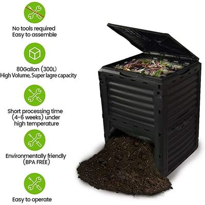 Compost Bin 300 Litre Garden Composter Bin Composting Waste Box Recycling Eco Storage.