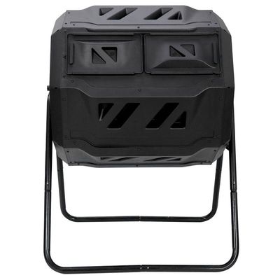 Compost Bin with 2 Dual Rotating Compost Tumbler, 160L Outdoor Compost Bin, Vent Design, for Year-Round Use