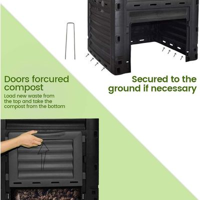 Compost Bin with 2 Dual Rotating Compost Tumbler, 160L Outdoor Compost Bin, Vent Design, for Year-Round Use