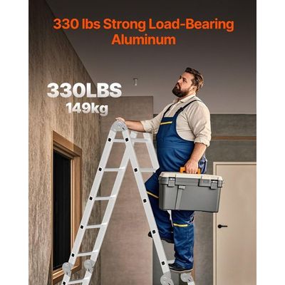 Multi-Purpose Aluminum Folding Ladder - Portable, Adjustable, Safe, and Durable for Home, Work, and Outdoor Use (4x3-3.6mtrs)
