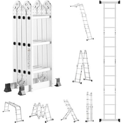 Multi-Purpose Aluminum Folding Ladder - Portable, Adjustable, Safe, and Durable for Home, Work, and Outdoor Use (4x3-3.6mtrs)