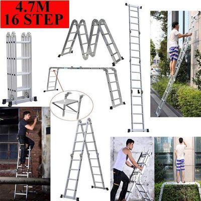 Multi-Purpose Aluminum Folding Ladder - Portable, Adjustable, Safe, and Durable for Home, Work, and Outdoor Use  (4x4-4.7mtrs)