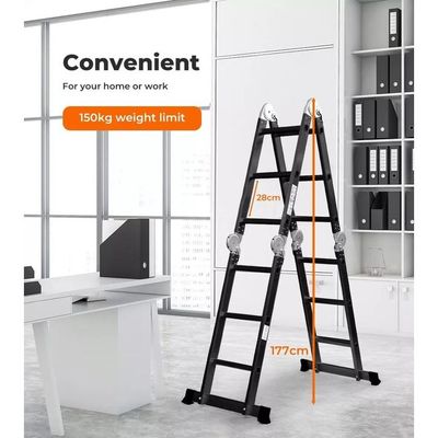Hevy Duty Multi-Purpose Aluminum Folding Ladder - Portable, Adjustable, Safe, and Durable for Home, Work, and Outdoor Use(4x3-3.6mtrs)