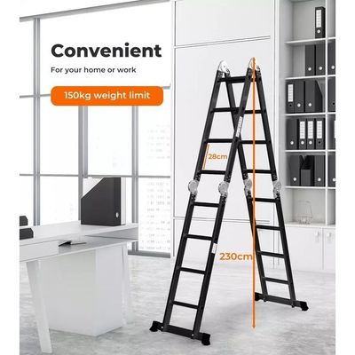 EgardenkartHevy Duty  Multi-Purpose Aluminum Folding Ladder - Portable, Adjustable, Safe, and Durable for Home, Work, and Outdoor Use  (4x4-4.7mtrs)