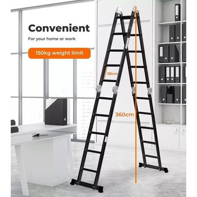 Hevy Duty Multi-Purpose Aluminum Folding Ladder - Portable, Adjustable, Safe, and Durable for Home, Work, and Outdoor Use (4x5-5.8mtrs)