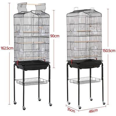Open Play Top Bird cage with Rolling Stand for Cockatiel Sun Conure Parakeet (Black)