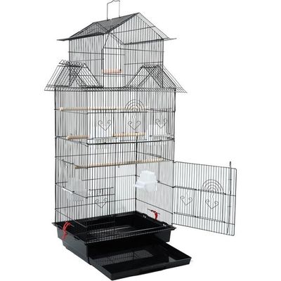 Priority Culture Bird cage strong and smooth iron material pet bird cage, suitable for canaries, stars, budget giars and other birds bird home for parakeets (Black)