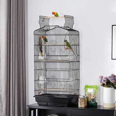 41-Inch Open Top Medium Bird Cage for Parakeets, Finches, Canaries, Lovebirds, Small Quaker Parrots, Cockatiels, Budgies, and Green Cheek Conures – Perfect for Travel and Flight. (Black)