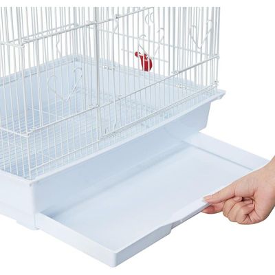 41-Inch Open Top Medium Bird Cage for Parakeets, Finches, Canaries, Lovebirds, Small Quaker Parrots, Cockatiels, Budgies, and Green Cheek Conures – Perfect for Travel and Flight. (White)