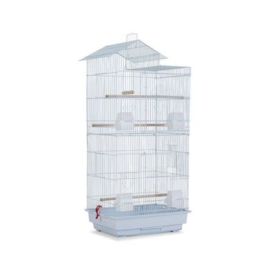 39-Inch Roof-Top Large Flight Bird Cage for Small Quaker Parrots, Cockatiels, Sun Parakeets, Green Cheek Conures, Budgies, Finches, Lovebirds, and Canaries. Perfect for Pet Birds! (White)