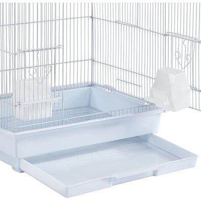 39-Inch Roof-Top Large Flight Bird Cage for Small Quaker Parrots, Cockatiels, Sun Parakeets, Green Cheek Conures, Budgies, Finches, Lovebirds, and Canaries. Perfect for Pet Birds! (White)