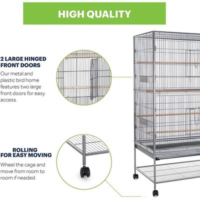 153cm Wrought Iron Standing Large Flight King Bird Cage for Cockatiels African Grey Quaker Amazon Sun Parakeets Green Cheek Conures Parrot Bird Cage Birdcage with Stand (X Large)