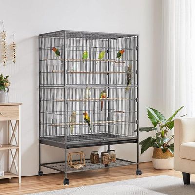 153cm Wrought Iron Standing Large Flight King Bird Cage for Cockatiels African Grey Quaker Amazon Sun Parakeets Green Cheek Conures Parrot Bird Cage Birdcage with Stand (X Large)