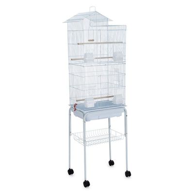 Roof Top Large Bird cage with Rolling Stand for Cockatiel Sun Conure Parakeet (White)