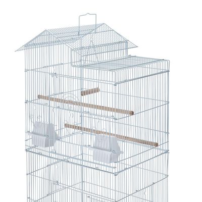 Roof Top Large Bird cage with Rolling Stand for Cockatiel Sun Conure Parakeet (White)