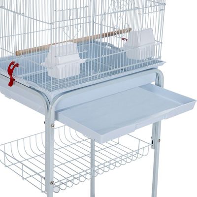 Roof Top Large Bird cage with Rolling Stand for Cockatiel Sun Conure Parakeet (White)